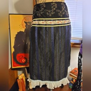 Anthropologie SNAK Embroidered Midi Skirt, Size 6